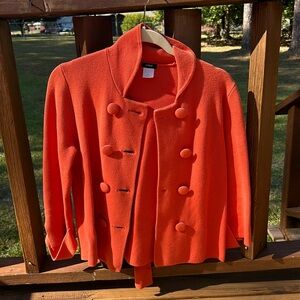 J Crew Orange Double Breasted Knit Jacket Women Size Small